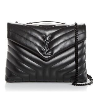 Saint Laurent Black Quilted Loulou Medium Leather Bag